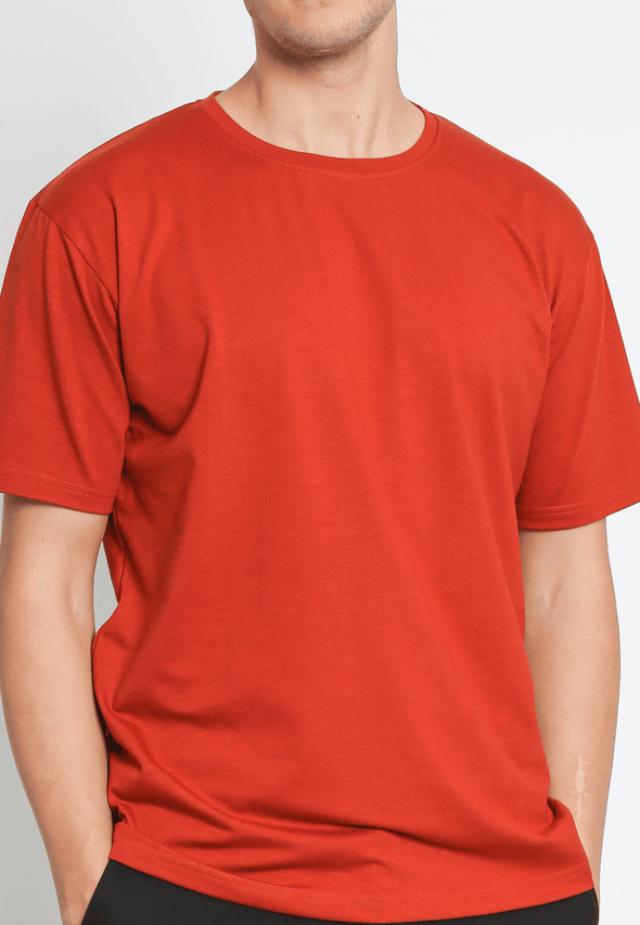 Classic Round Neck T-Shirt in Solid Brown