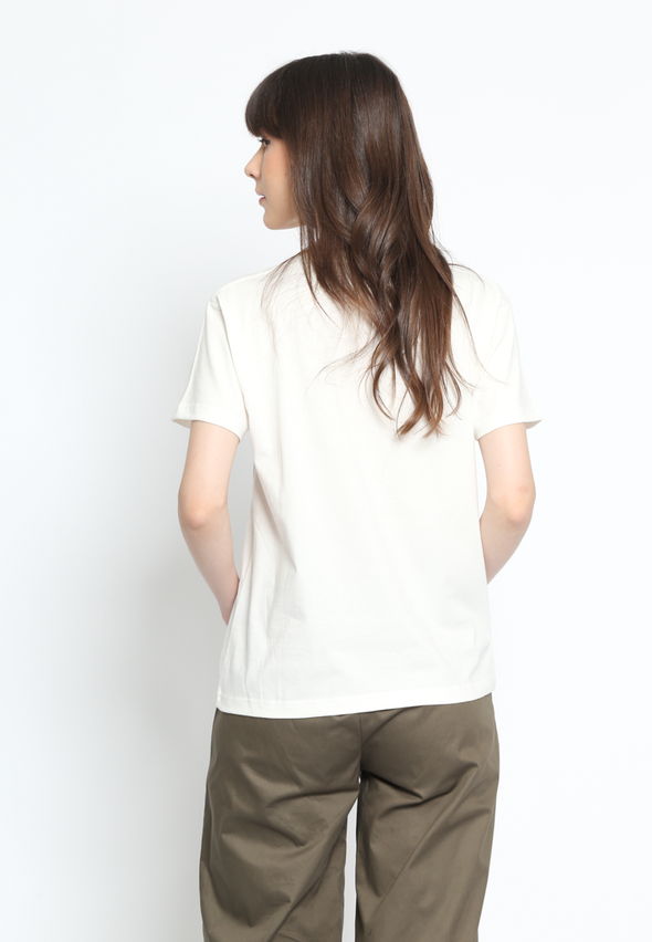 Women's White T-Shirt with Chest Graphic