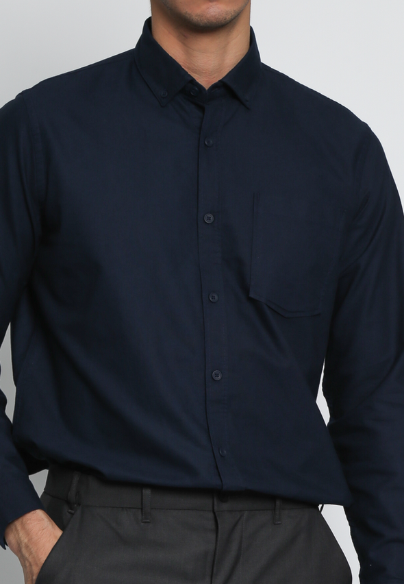 Navy Blue Long Sleeves Reguler Fit Shirt