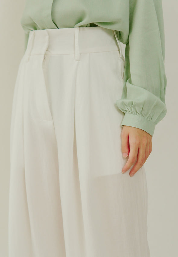 Off White Front Pleated Cullote