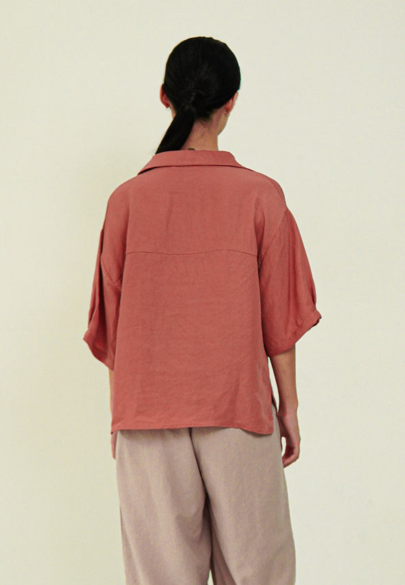 Rosy Pink Cropped Shortsleeve Shirt