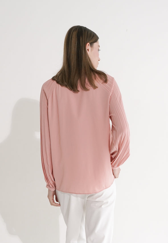 Dusty Pink Pleats Detail Blouse