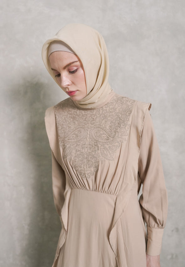 Khaki Dress With Embroidery