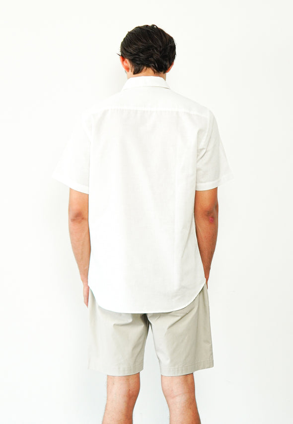 White Cotton Slub Regular Fit Shirt