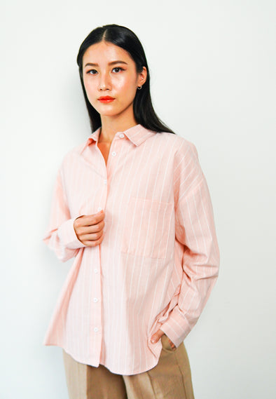 Dusty Pink Oversized Long Sleeve Shirt