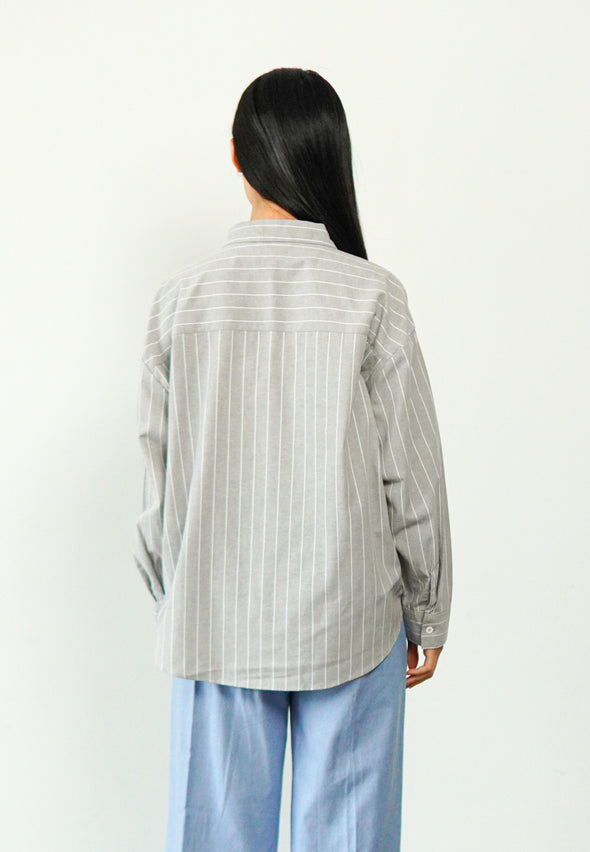 Light Grey Oversized Long Sleeve Shirt