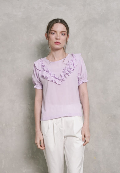 Light Purple Ruffle Details Blouse