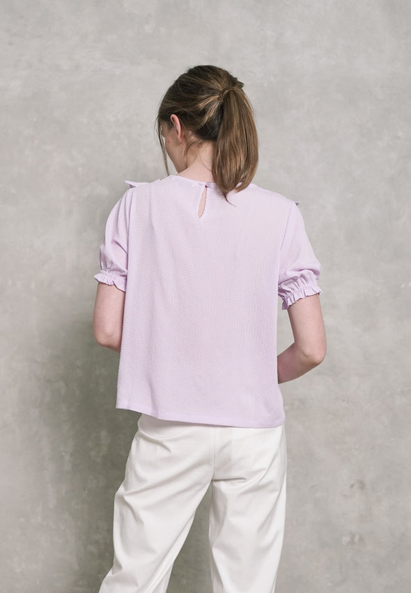 Light Purple Ruffle Details Blouse