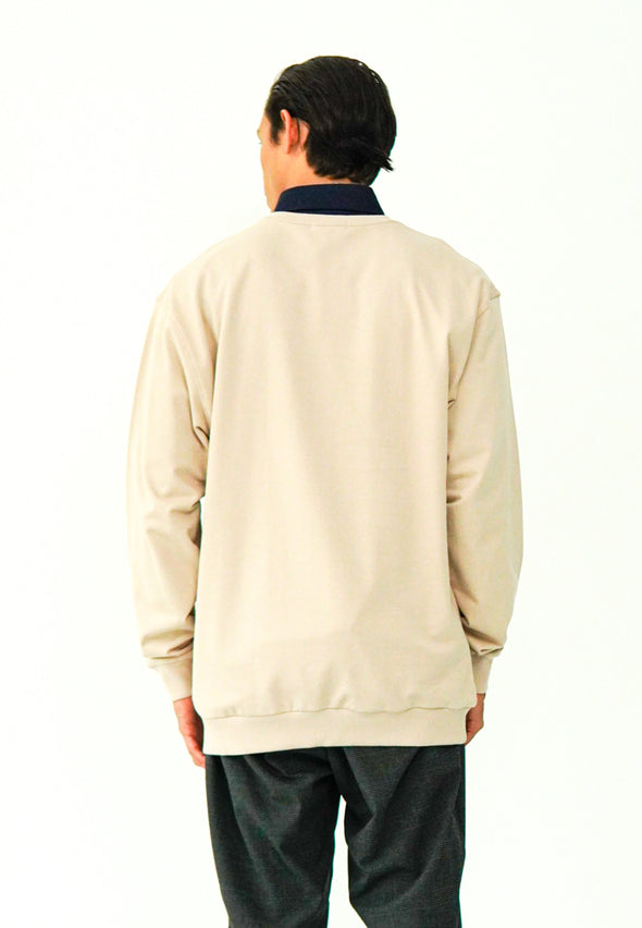 Beige Terry Sweatshirt With Flap Pocket