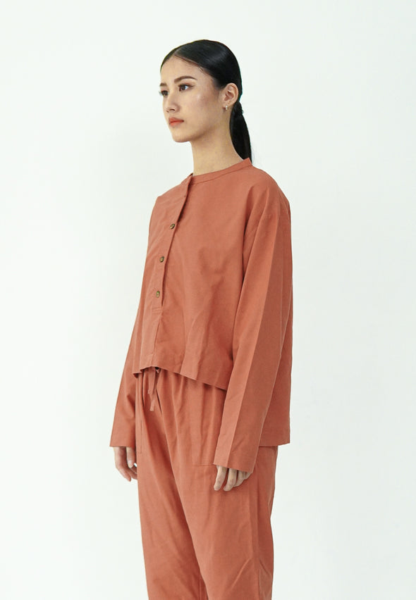 Rosy Pink Longsleeve Placket Blouse