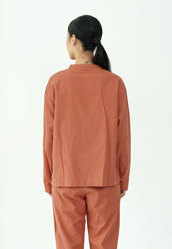 Rosy Pink Longsleeve Placket Blouse