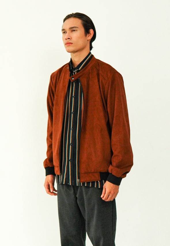 Brown Faux Suede Zipped Jacket