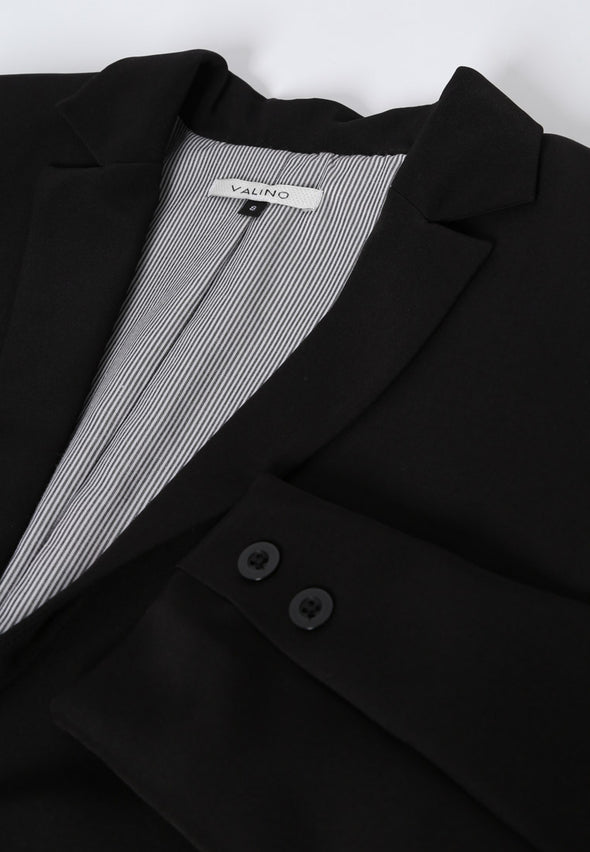 Black One Buttoned Shawl Collar Blazer