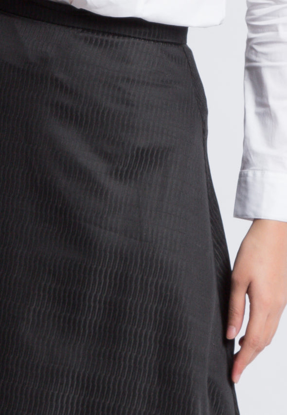 Black Textured A-Line Skirt