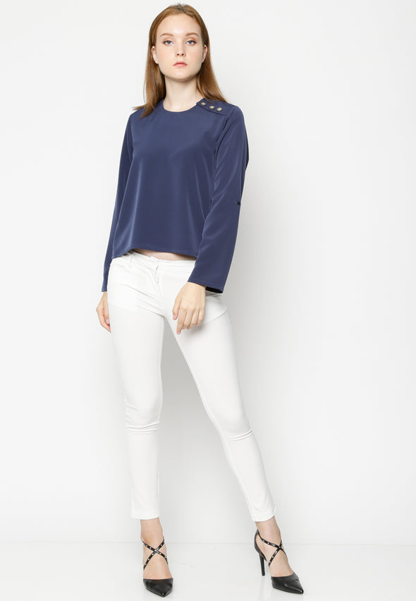 Navy Long Sleeves Blouse