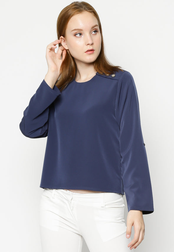 Navy Long Sleeves Blouse