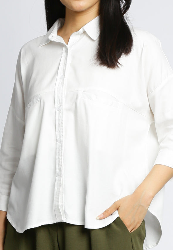Off White Batwing Shirt With Front Pocket