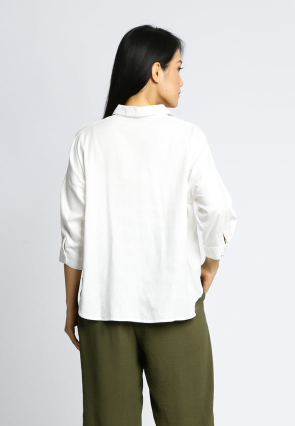 Off White Batwing Shirt With Front Pocket