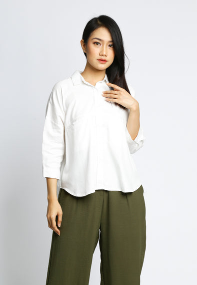 Off White Batwing Shirt With Front Pocket