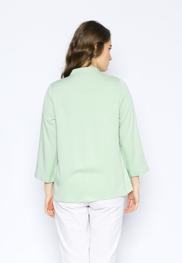 Pale Mint Shanghai Collar 7/8 Sleeves Shirt