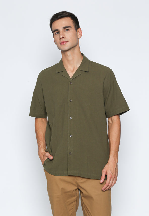 Olive Green Cuban Shirt