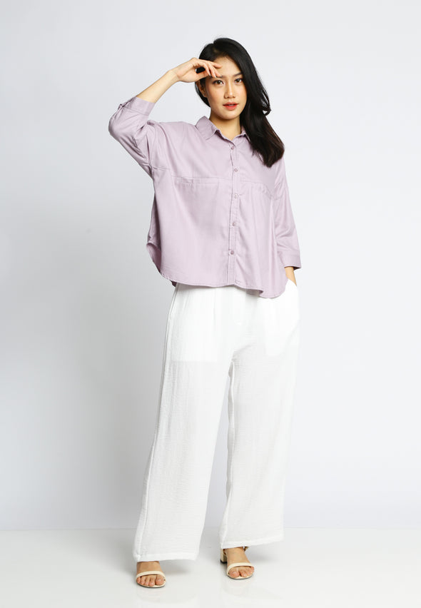 Dusty Purple Batwing Shirt With Front Pocket