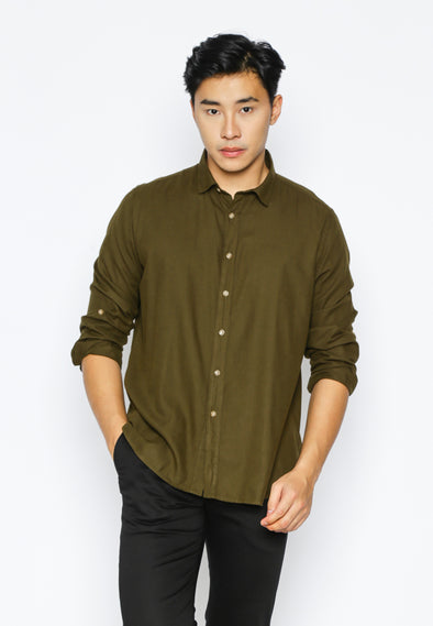 Olive Pull Over Sleeves Shirt