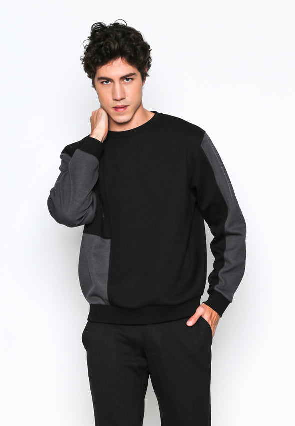 Black Color Blocking Sweatshirt