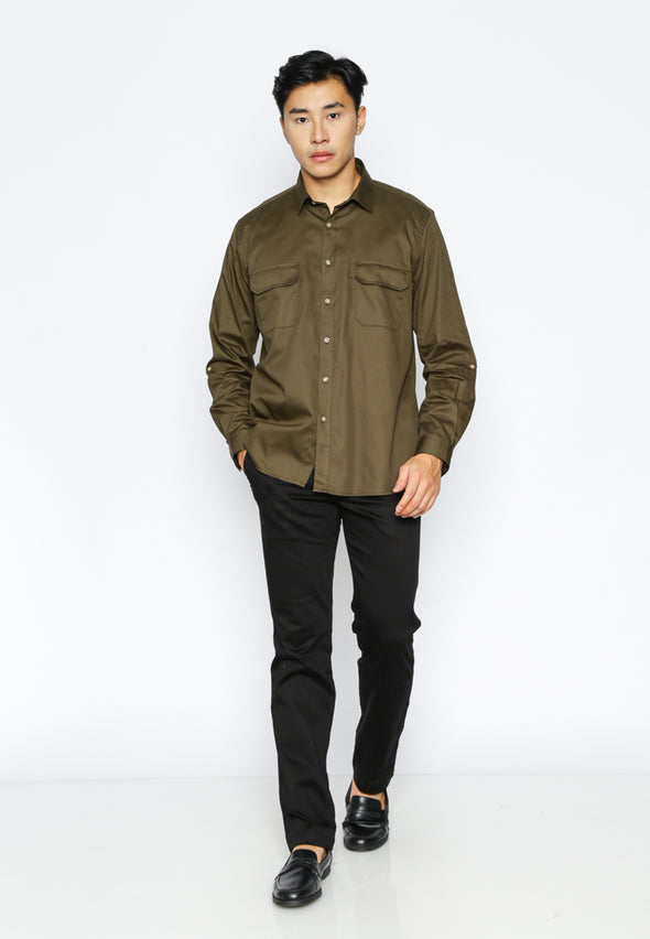 Olive Double Pocket Shirt