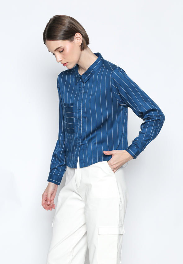 Blue Stripe Long Sleeves Shirt