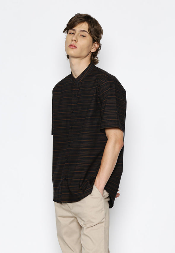 Black And Mustard Horizontal Stripes Shirt