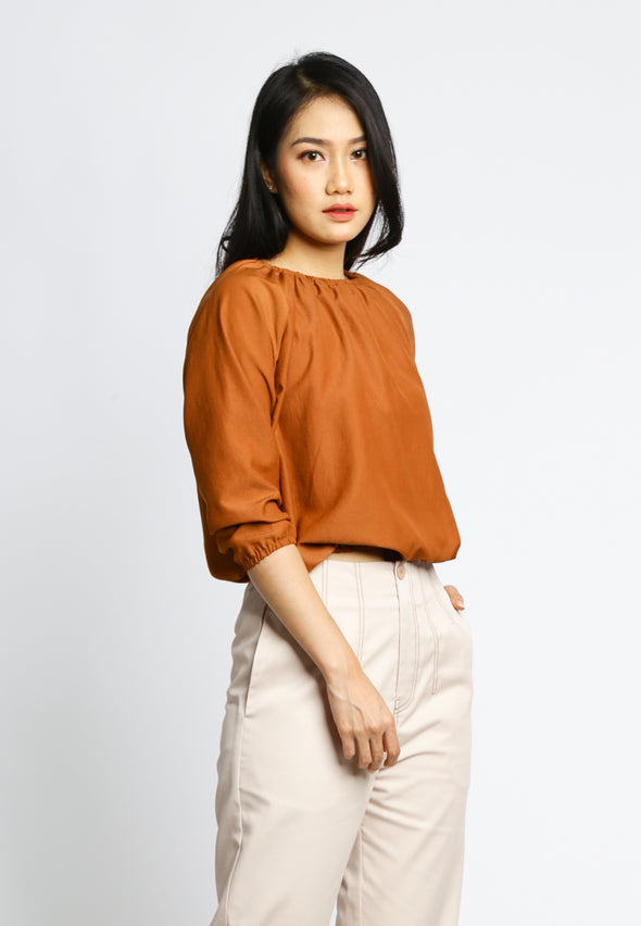 Crop Balloon Sleeve Blouse