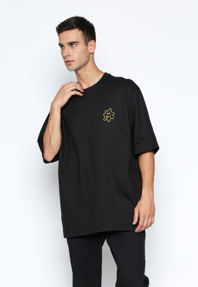 Black Embroidered Patch Oversized T-Shirt