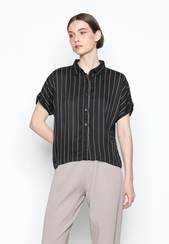 Black Stripe Short Sleeves Shirt