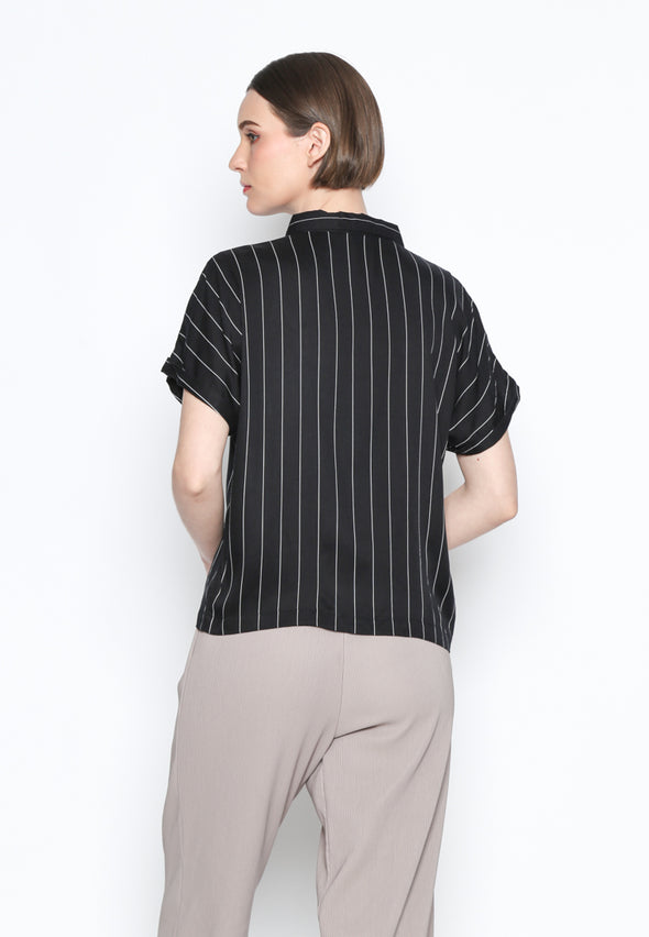 Black Stripe Short Sleeves Shirt