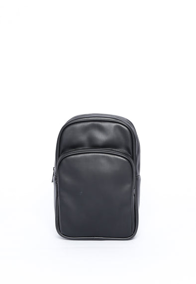 Black Synthetic Leather Sling Bag