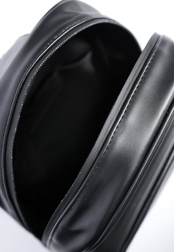 Black Synthetic Leather Sling Bag