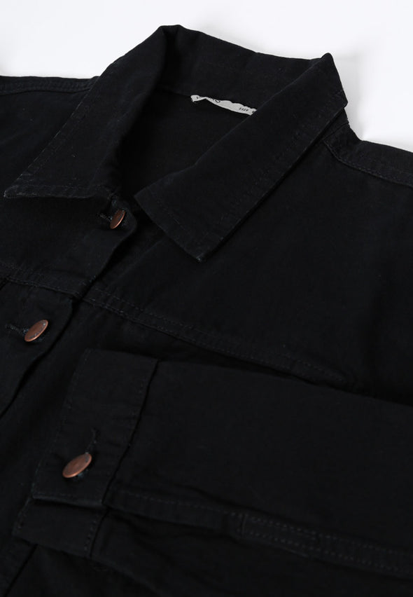 Black Denim Long Sleeve Jacket