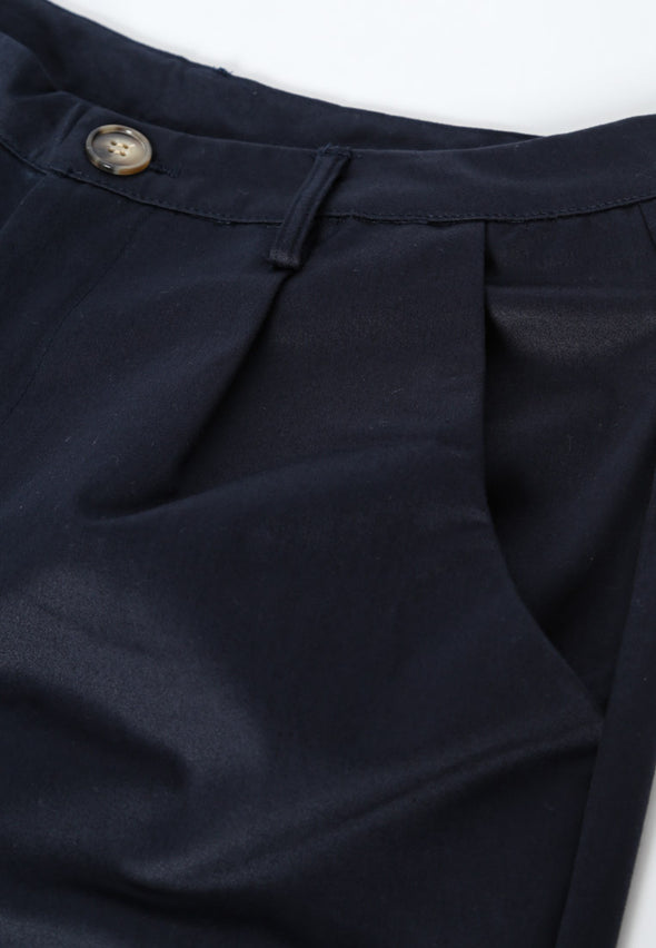 Navy Cotton Stretch Baggy Pants