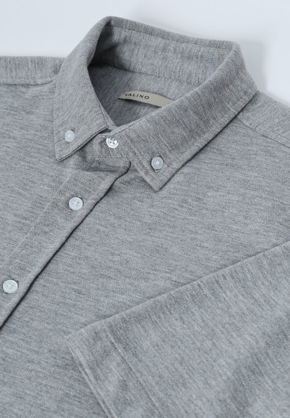 Misty Grey Cotton Pique Shirt