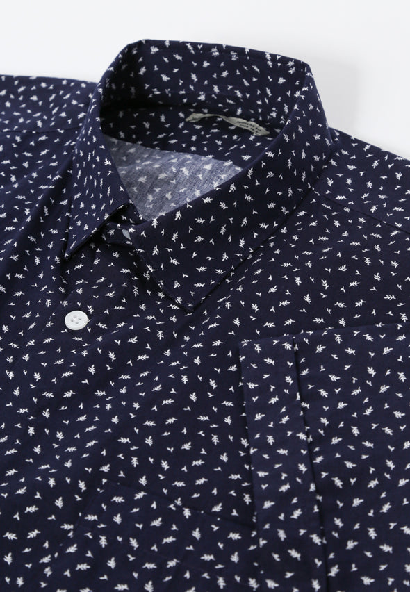 Navy Leaves Print Shirt