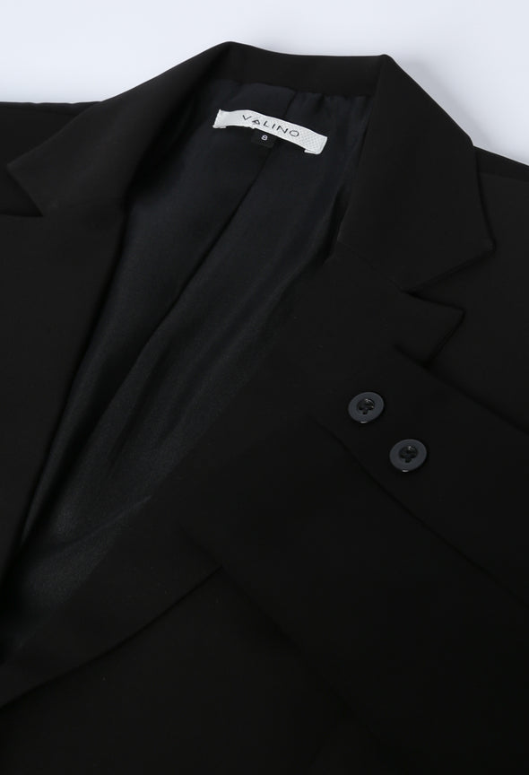 Black One Buttoned Shawl Collar Blazer