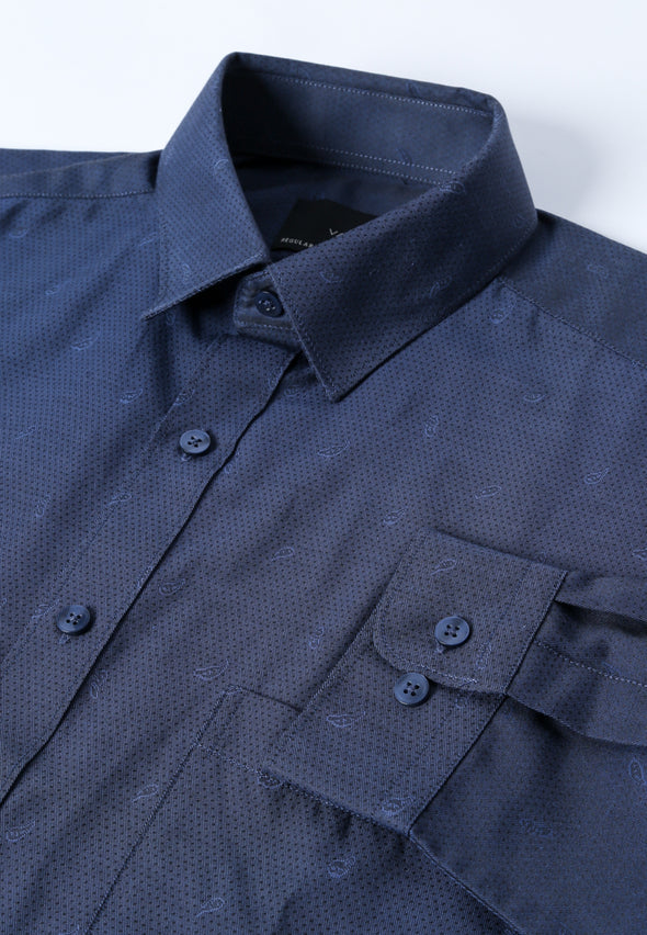 Navy Blue Dobby Shirt