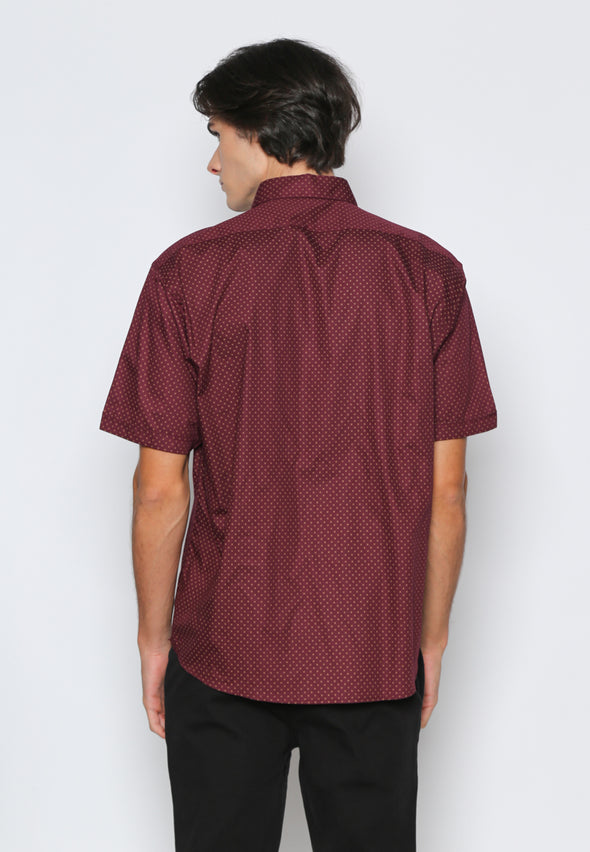 Maroon Geometric Print Shirt