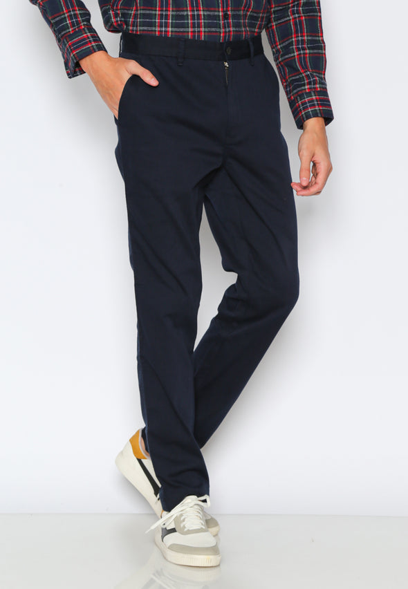 Navy Slim Fit Cotton Chinos