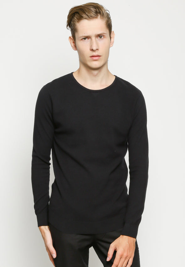 Black Crew Knit Sweater