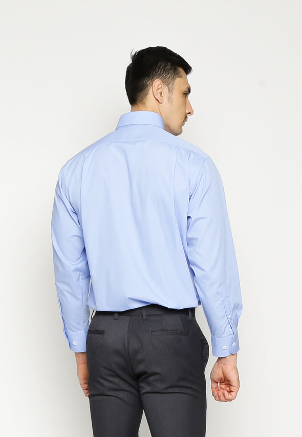 Blue Long Regular Fit Sleeves Shirt