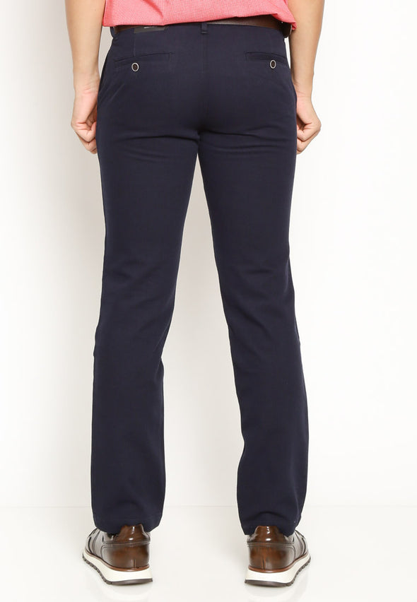 Navy Chino Pants With Belt