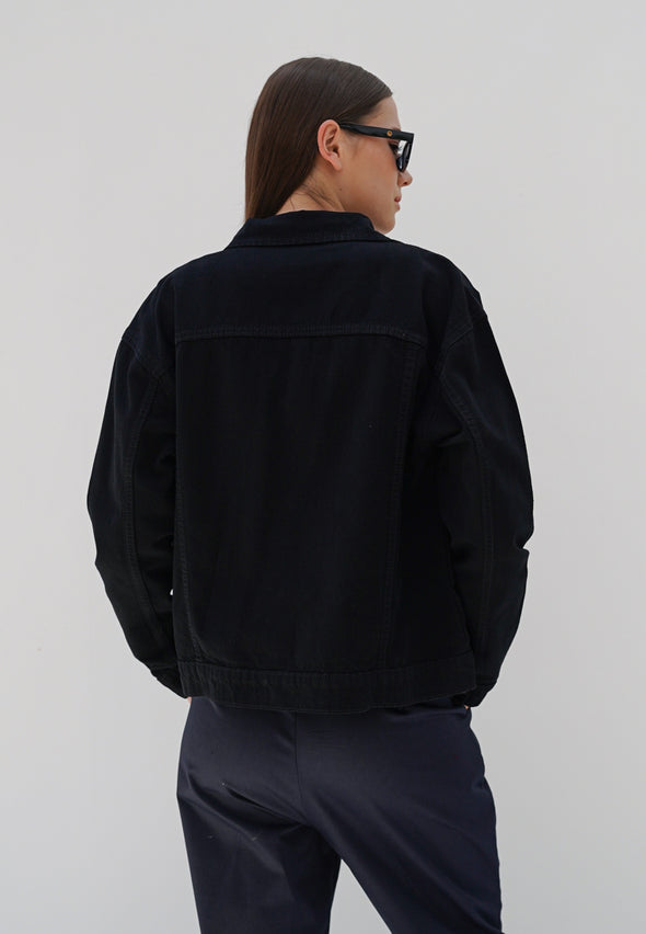 Black Denim Long Sleeve Jacket