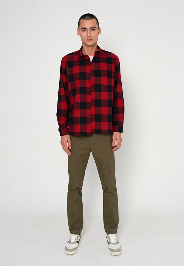 Red And Black Checks Flannel Shirt